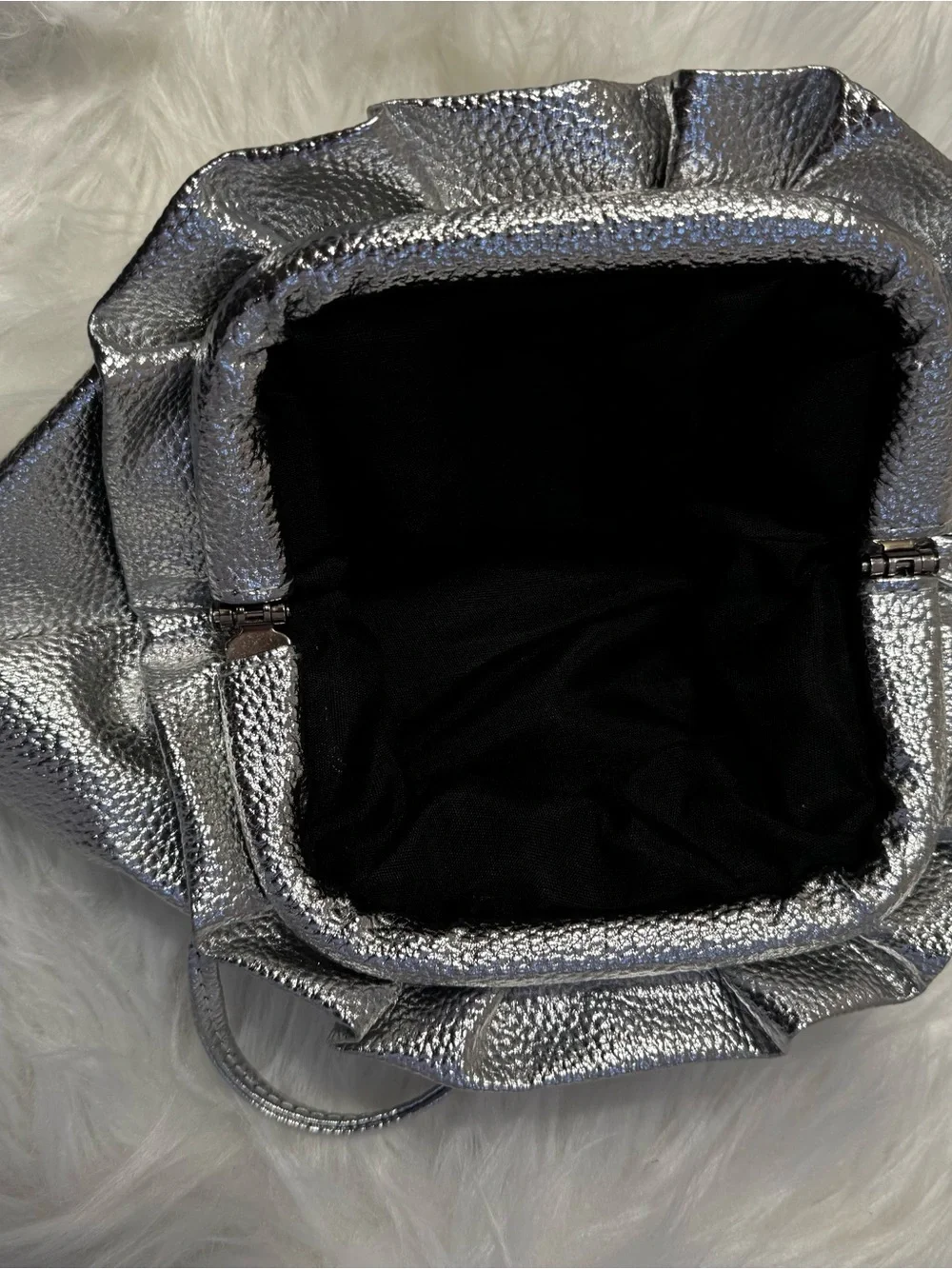 Metallic Silver Ruched crossbody bag